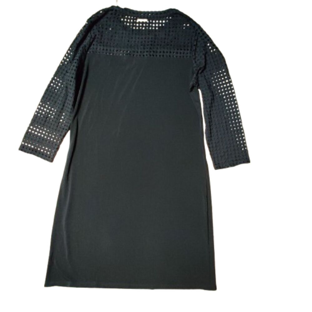 Michael Kors Womens Small Black Eyelet Lace 3/4 Sleeve Shift Cocktail Dress